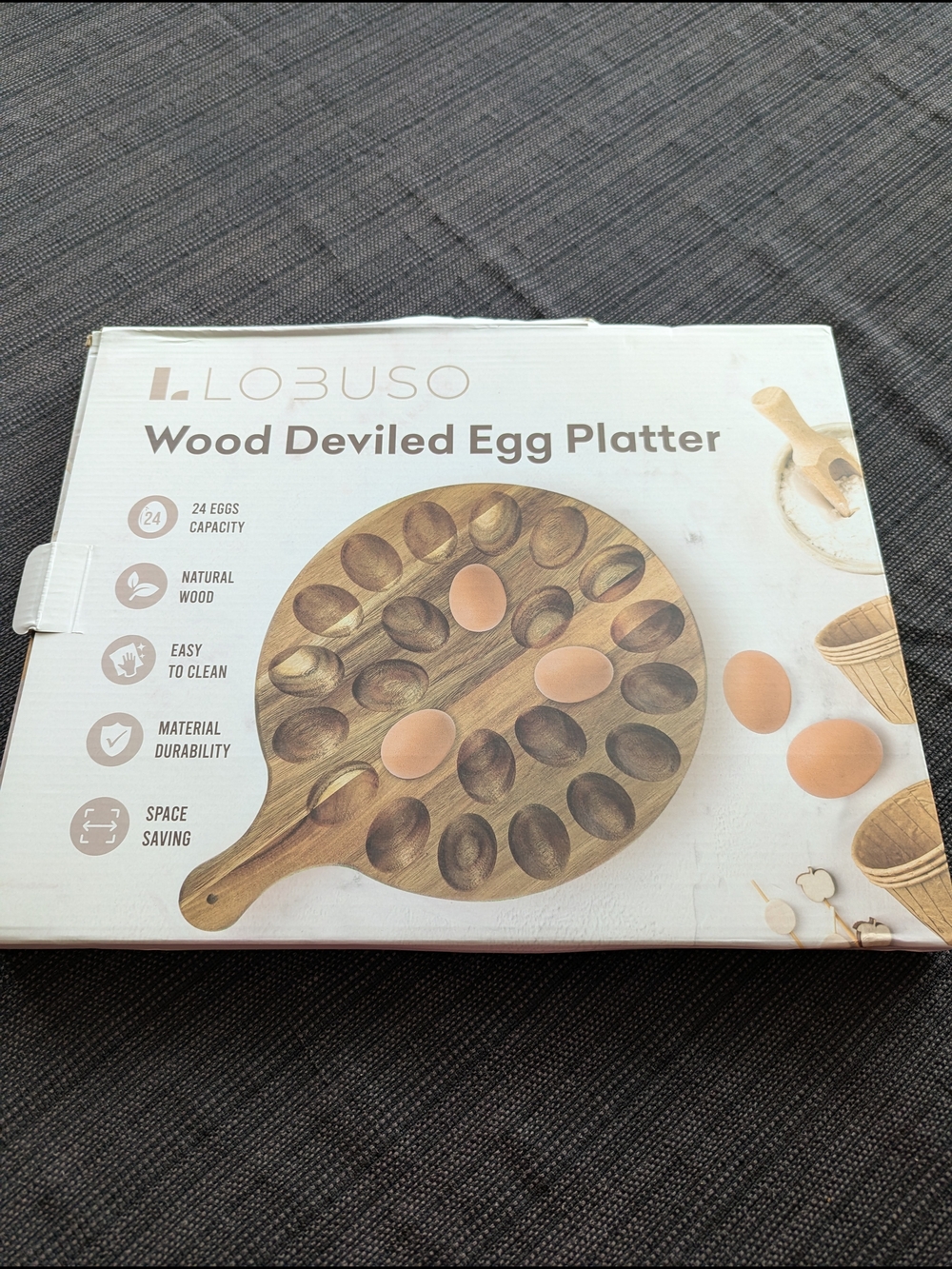 Obus Natural Wood Deviled Egg Serving Platter - Brown